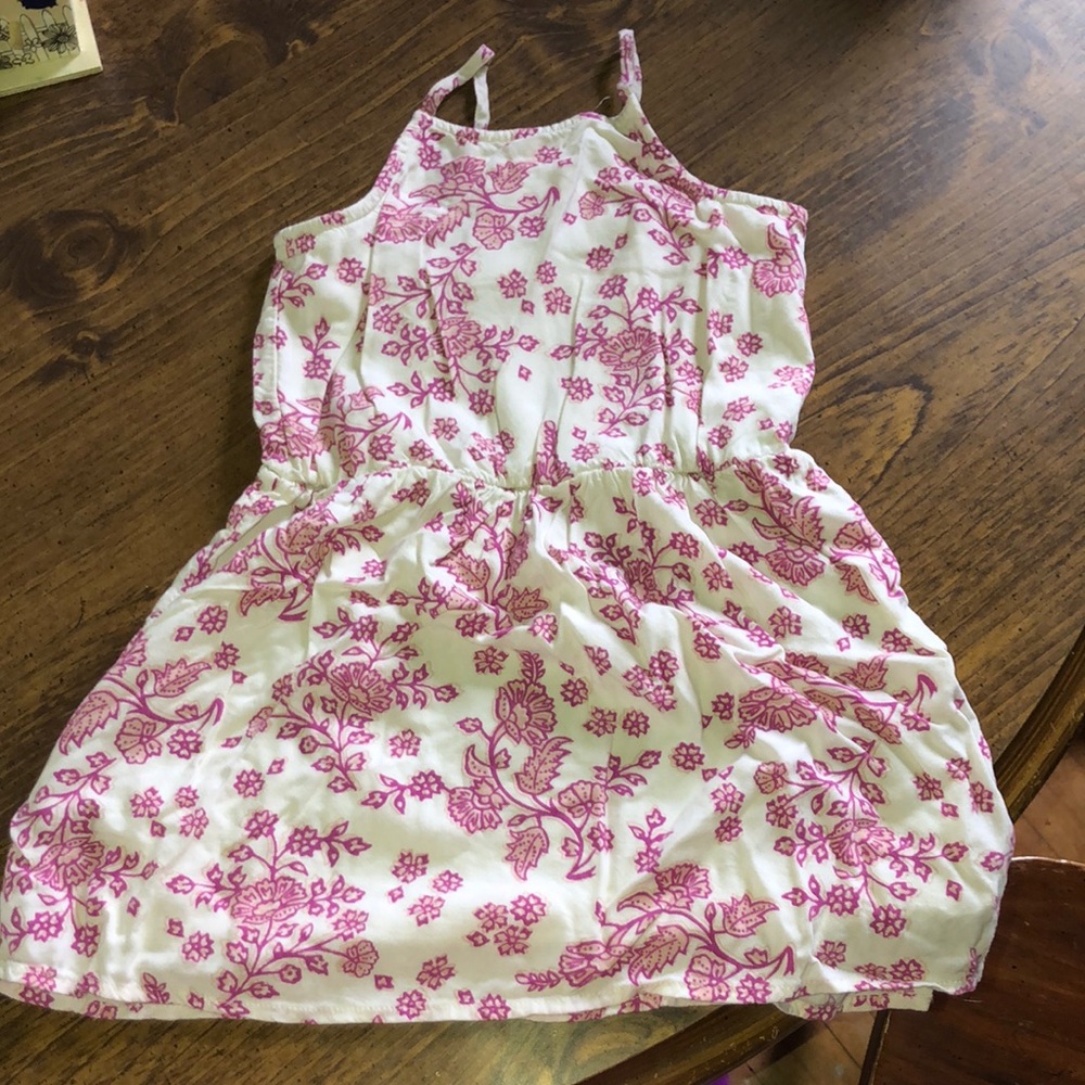 Girls dress with pink floral pattern